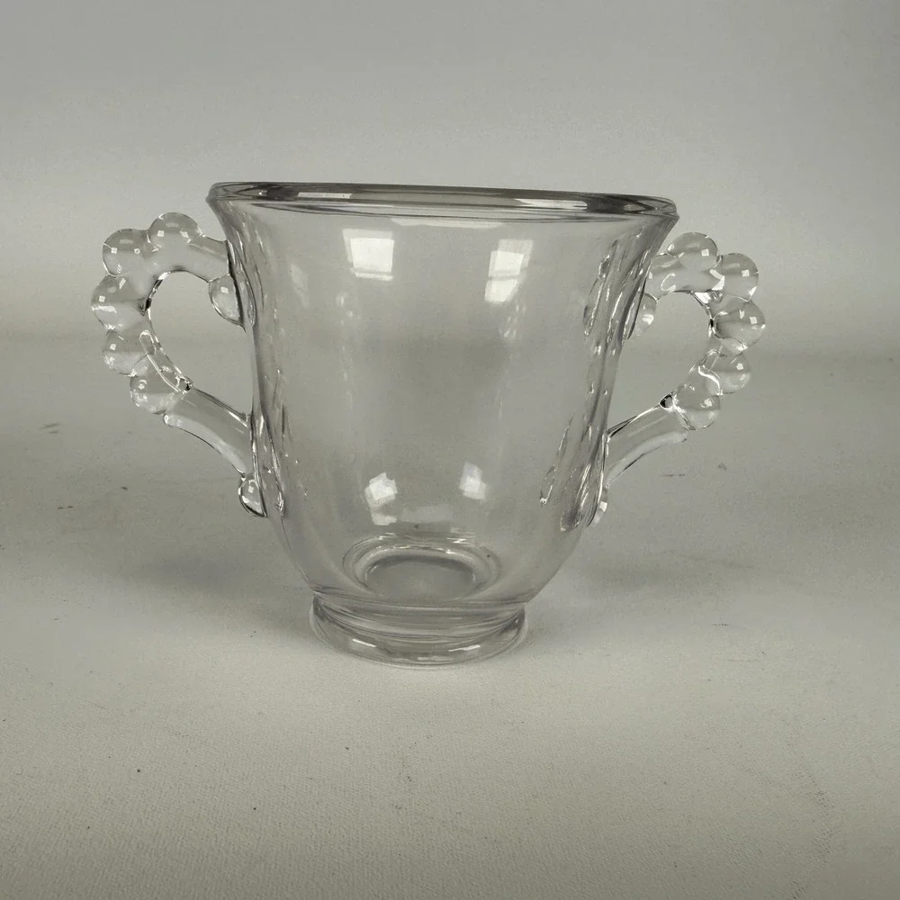 Vintage Imperial Candlewick Clear Glass Creamer Sugar Set with Tray 3 Piece